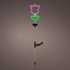 KAEMINGK Luci Per Esterno-Decorazione luminosa Solare da infilare nel terreno (H70 cm) Tulipano neon