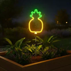 KAEMINGK Luci Per Esterno-Decorazione luminosa Solare da infilare nel terreno (H74 cm) Ananas neon