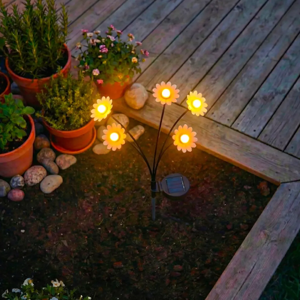 KAEMINGK Luci Per Esterno-Decorazione luminosa Solare con picchetto (H60 cm) Margherite e bianco caldo