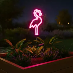 KAEMINGK Luci Per Esterno-Decorazione luminosa Solare da infilare nel terreno (H74 cm) neon Fenicottero