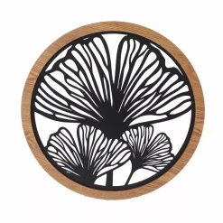 EMINZA Quadri & Decorazioni Murali-Decorazione murale rotonda in metallo (D60 cm) Ginkgo