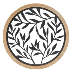 EMINZA Quadri & Decorazioni Murali-Decorazione murale rotonda in metallo (D60 cm) Foglie