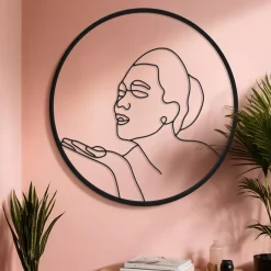 EMINZA Quadri & Decorazioni Murali-Decorazione murale rotonda in metallo (D60 cm) Woman