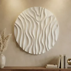 EMINZA Quadri & Decorazioni Murali-Decorazione murale rotonda in legno (70 cm) Thalora Bianca