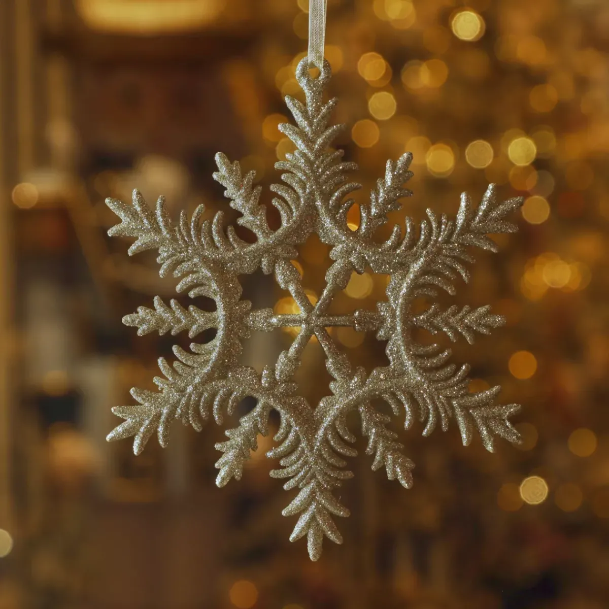 KAEMINGK Addobbi Natalizi-Decorazione natalizia a sospensione (D13 cm) Fiocco di neve dorato con glitter