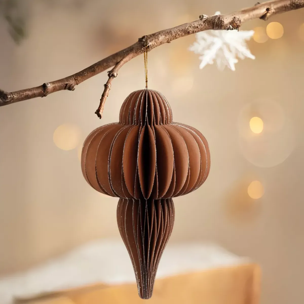KAEMINGK Addobbi Natalizi|Decorazioni E Oggetti Natalizi-Decorazione natalizia da appendere in carta (H20 cm) con chiusura magnetica caffè