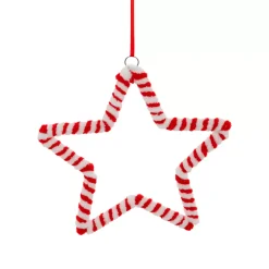 JJA Addobbi Natalizi-Decorazione natalizia da appendere in metallo (D15 cm) Stella di zucchero filato e bianco