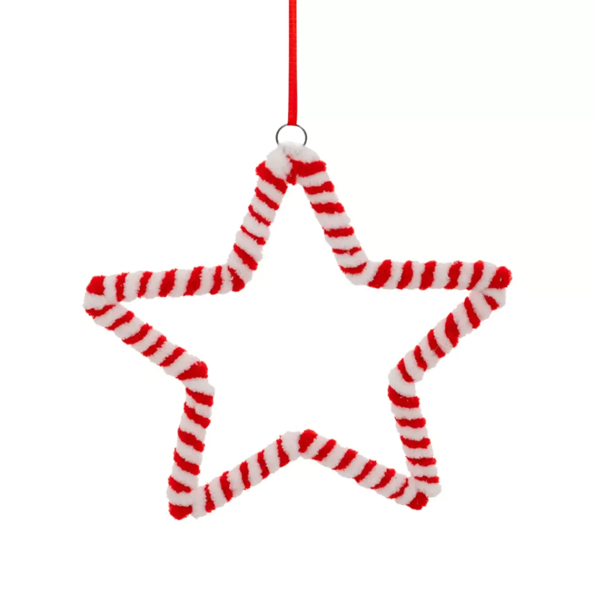 JJA Addobbi Natalizi-Decorazione natalizia da appendere in metallo (D15 cm) Stella di zucchero filato e bianco