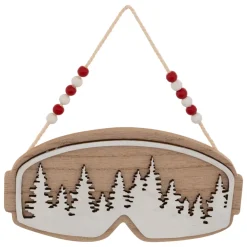 JJA Addobbi Natalizi-Decorazione natalizia da appendere in legno (H16 cm) Maschera da sci