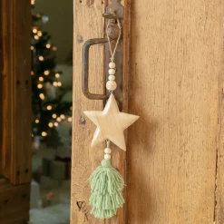 KAEMINGK Addobbi Natalizi-Decorazione natalizia da appendere in legno (H25 cm) Stella in legno