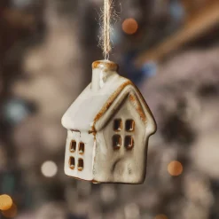 KAEMINGK Addobbi Natalizi-Decorazione natalizia da appendere in porcellana (H7 cm) Dolce Casa Bianco