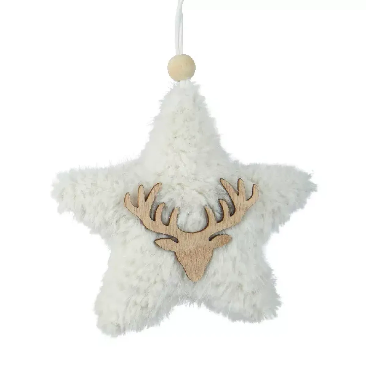 KAEMINGK Addobbi Natalizi-Decorazione natalizia da appendere in legno (H15 cm) Stella ecopelliccia