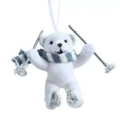 KAEMINGK Addobbi Natalizi-Decorazione natalizia da appendere in velluto floccato (H10 cm) Orso Quentin e grigio