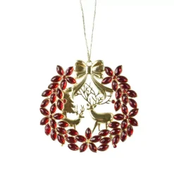 KAEMINGK Addobbi Natalizi-Decorazione natalizia da appendere in metallo (D9 cm) Corona e strass e dorato