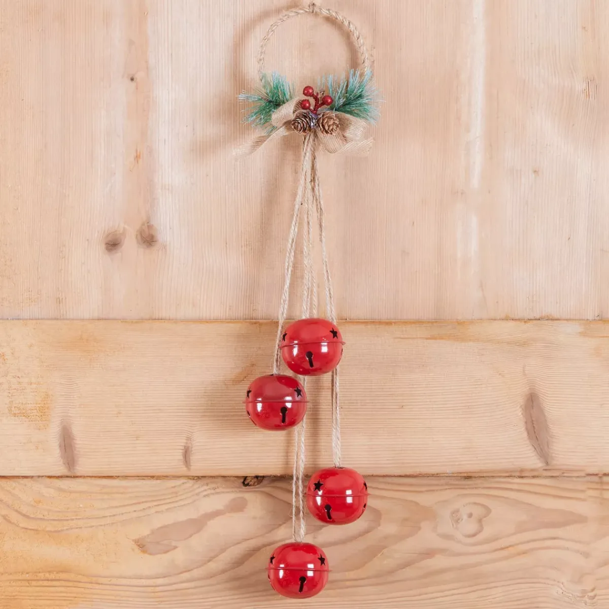 JJA Decorazioni E Oggetti Natalizi-Decorazione natalizia da appendere (H55 cm) Campanelli in metallo