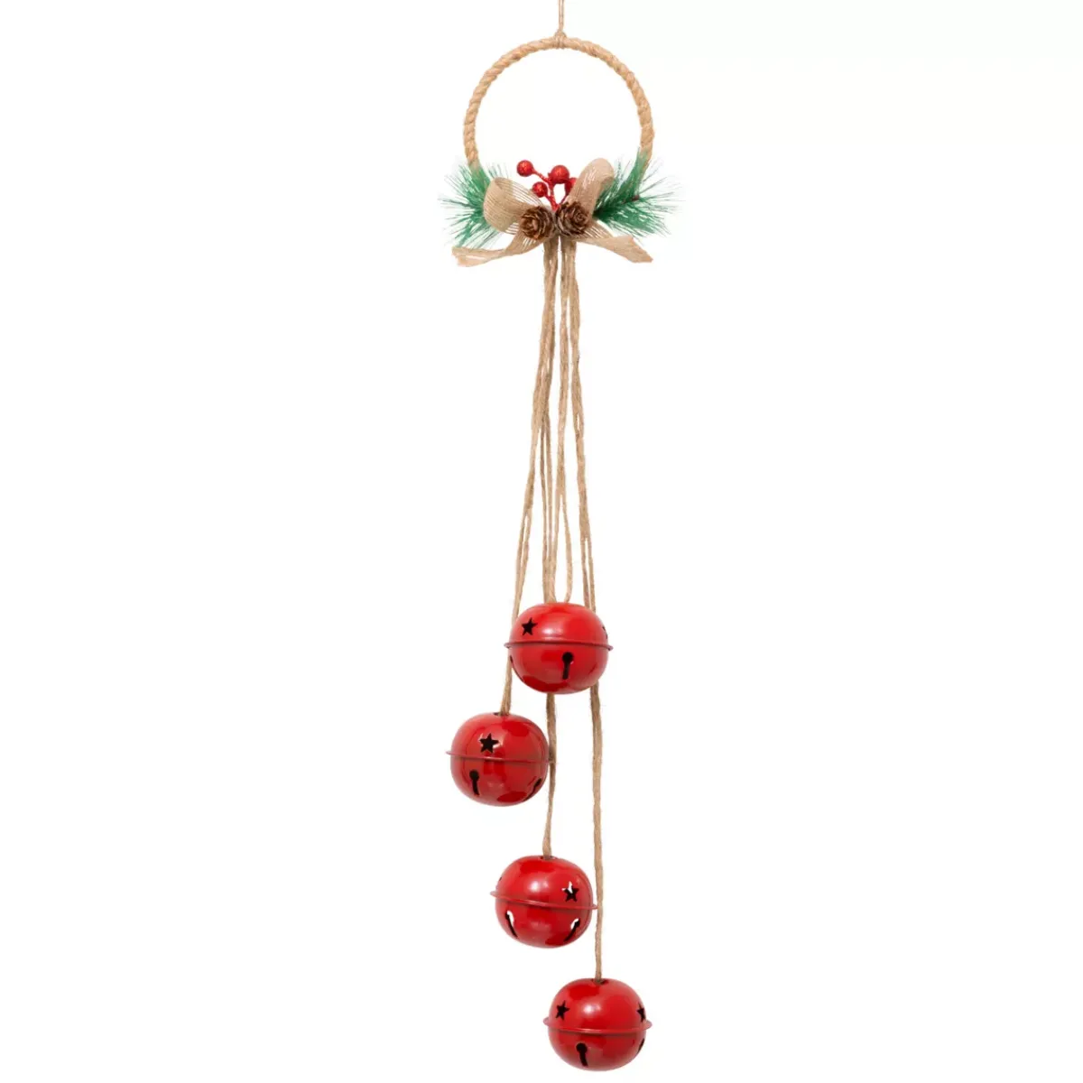 JJA Decorazioni E Oggetti Natalizi-Decorazione natalizia da appendere (H55 cm) Campanelli in metallo