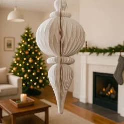KAEMINGK Decorazioni E Oggetti Natalizi-Decorazione natalizia da appendere in carta (H80 cm) con chiusura magnetica Bianca