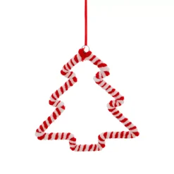 JJA Addobbi Natalizi-Decorazione natalizia sospesa in metallo (H15 cm) Albero di Natale zucchero filato e bianco