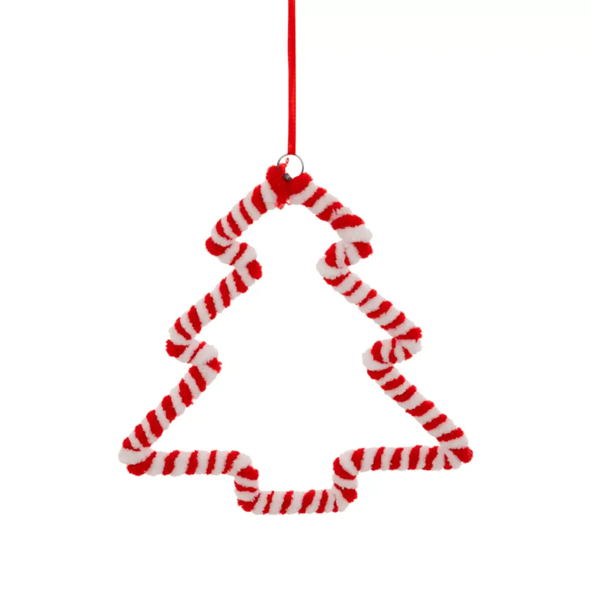 JJA Addobbi Natalizi-Decorazione natalizia sospesa in metallo (H15 cm) Albero di Natale zucchero filato e bianco