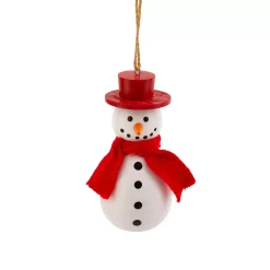 JJA Addobbi Natalizi-Decorazione natalizia sospesa in legno (H10 cm) Simpatico pupazzo di neve e bianco