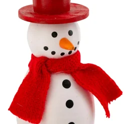 JJA Addobbi Natalizi-Decorazione natalizia sospesa in legno (H10 cm) Simpatico pupazzo di neve e bianco