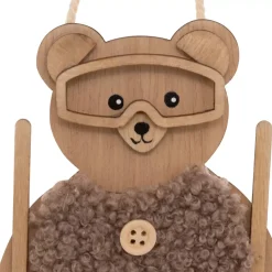 JJA Addobbi Natalizi-Decorazione natalizia sospesa in legno (H16 cm) Orsetto sugli sci