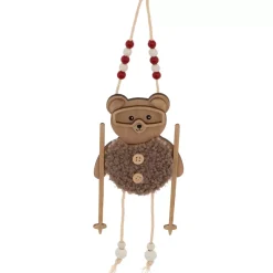 JJA Addobbi Natalizi-Decorazione natalizia sospesa in legno (H16 cm) Orsetto sugli sci