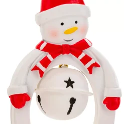 JJA Addobbi Natalizi-Decorazione natalizia sospesa in metallo (H10 cm) Campana e pupazzo di neve