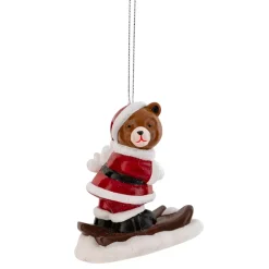 JJA Addobbi Natalizi-Decorazione natalizia sospesa (H9 cm) Orsetto sciatore impazzito