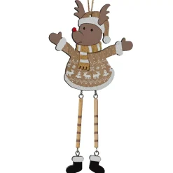 KAEMINGK Addobbi Natalizi-Decorazione natalizia sospesa in feltro e legno (H20 cm) Renna Arsène
