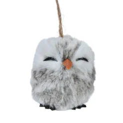 KAEMINGK Addobbi Natalizi-Decorazione natalizia sospesa (H6 cm) Gufo invernale Pelliccia grigia