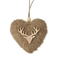 KAEMINGK Addobbi Natalizi-Decorazione natalizia sospesa in legno (H15 cm) Cuore ecopelliccia