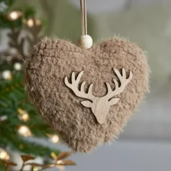 KAEMINGK Addobbi Natalizi-Decorazione natalizia sospesa in legno (H15 cm) Cuore ecopelliccia