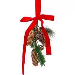 KAEMINGK Rami Artificiali-Decorazione sospesa (H26 cm) Pigna e Fiocco in velluto