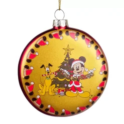 CHRISTMAS INSPIRATIONS Addobbi Natalizi|Addobbi Di Natale Disney-Disco in vetro Pluto e Mickey di Natale