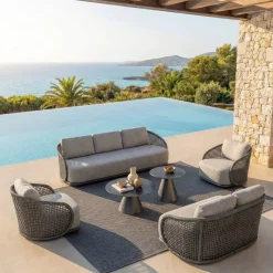 Divano da giardino effetto rattan e alluminio 2 posti Riviera Grigio antracite