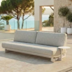 Divano da giardino in alluminio a 3 posti Long Beach Bianco cenere e beige