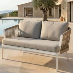 Divano da giardino in alluminio 2 posti Amalfi Bianco e tortora