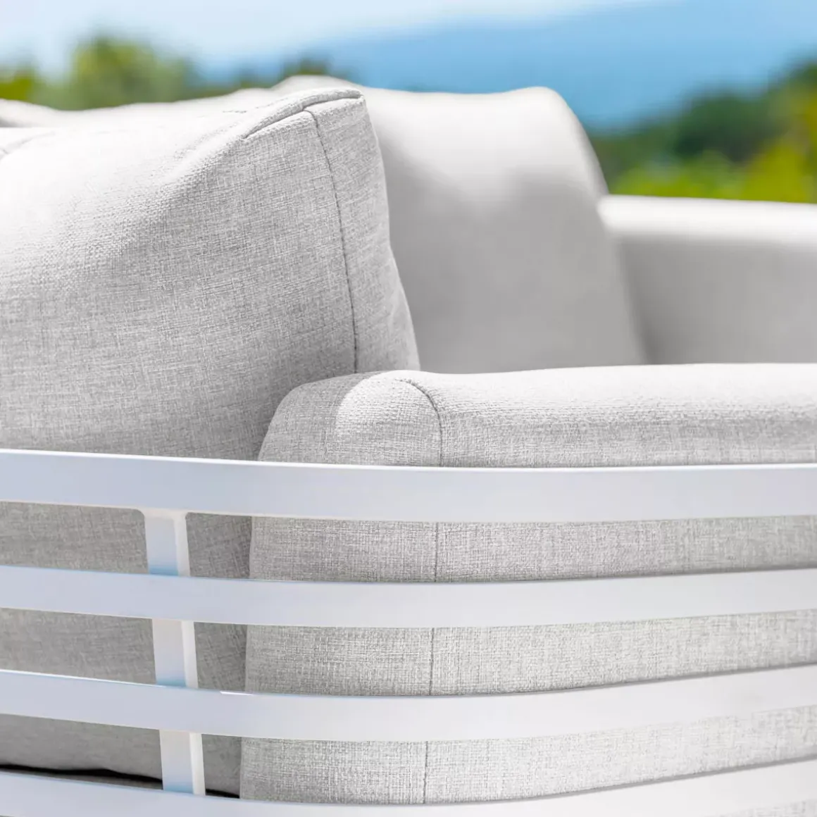Divano da giardino in alluminio 3 posti Monte Carlo Bianco e grigio chiaro