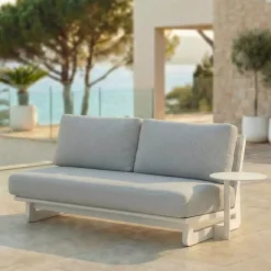 Divano da giardino in alluminio 2 posti Long Beach Bianco cenere e grigio chiaro