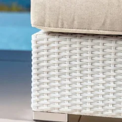 Divano da giardino in resina intrecciata 2 posti Palma Bianco e beige