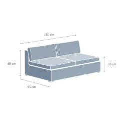 Divano da giardino in resina intrecciata 2 posti Palma Grigio