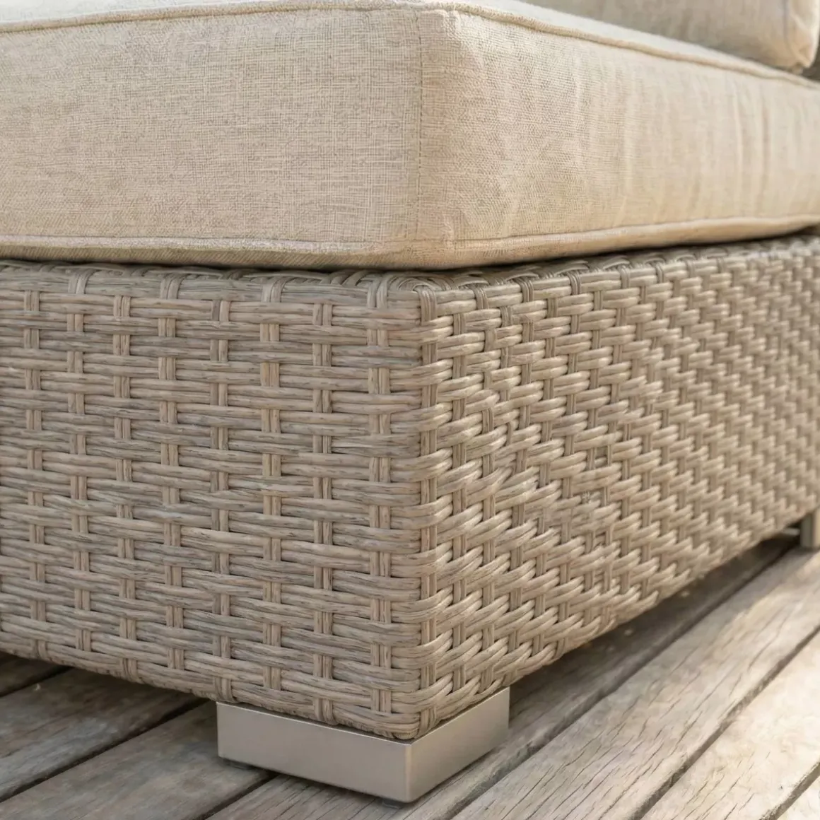 Divano da giardino in resina intrecciata 2 posti Palma Grigio e beige