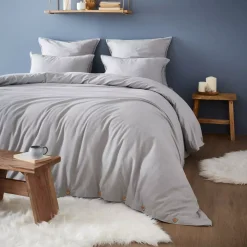 Federa cuscino a rullo flanella di cotone (L185 cm) Théa Grigio chiaro