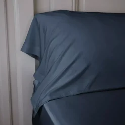Federa cuscino a rullo flanella in raso di bambù (L185 cm) Sienna Blu notte