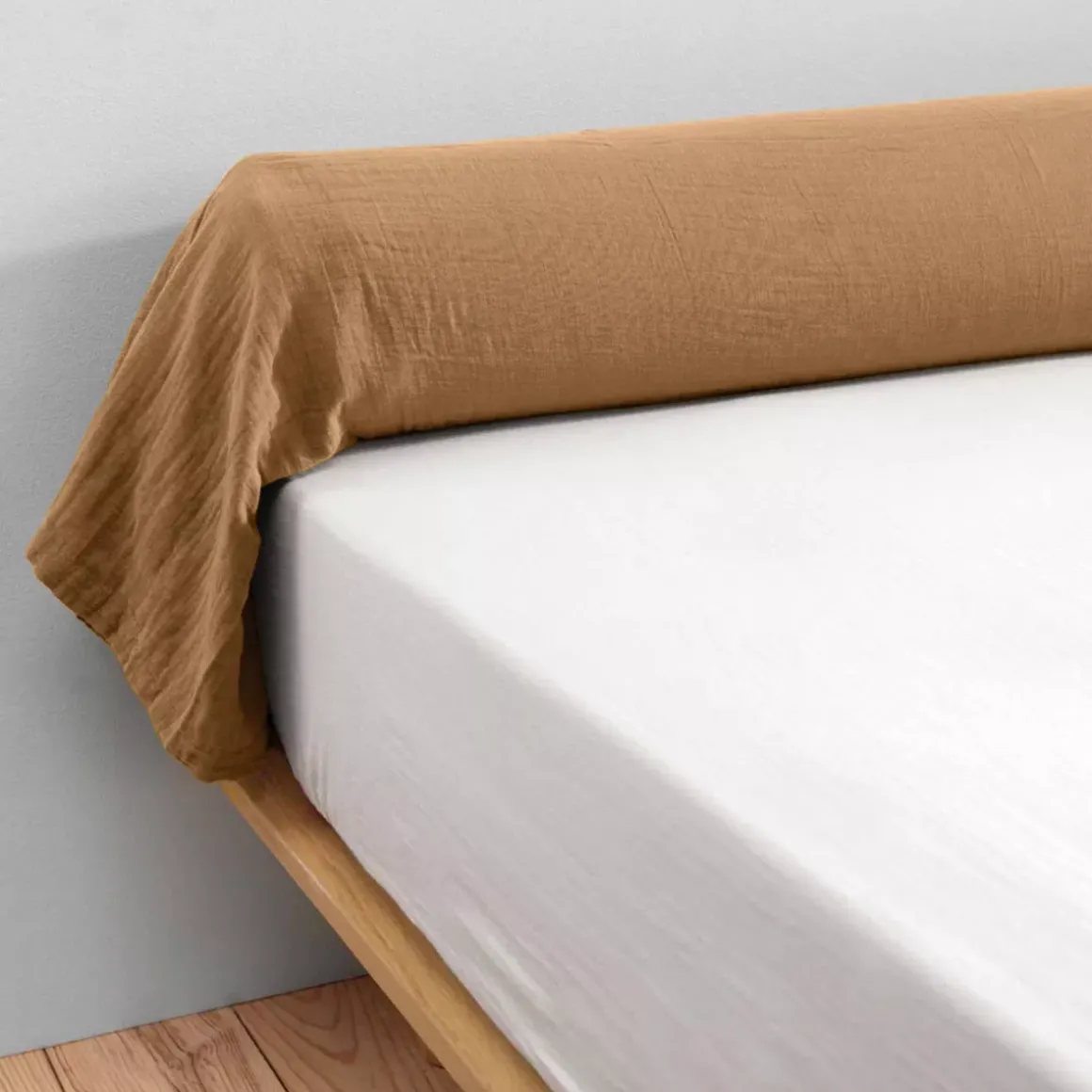 Federa cuscino a rullo garza di cotone (L185 cm) Gaïa Camel