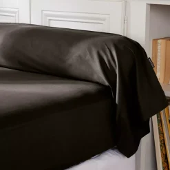 Federa cuscino a rullo percalle di cotone (L185 cm) Cali Nero