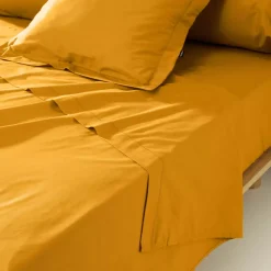 Federa cuscino a rullo percalle di cotone (L185 cm) Cali Giallo senape