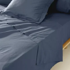 Federa cuscino a rullo percalle di cotone (L185 cm) Cali Blu marino