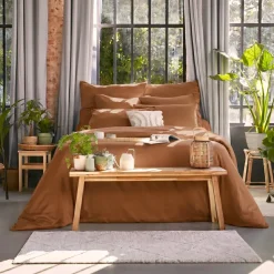 Federa cuscino letto quadrata lyocell Tencelâ„¢ lavato (63 x 63 cm) Olivia Camel